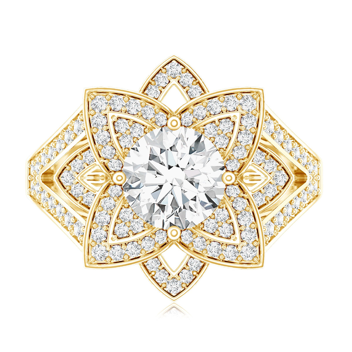 Lab Grown Diamond Art Deco Flower Engagement Ring