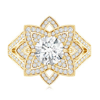 Lab Grown Diamond Art Deco Flower Engagement Ring