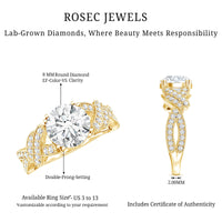 8 MM Solitaire Lab Grown Diamond Non Traditional Engagement Ring