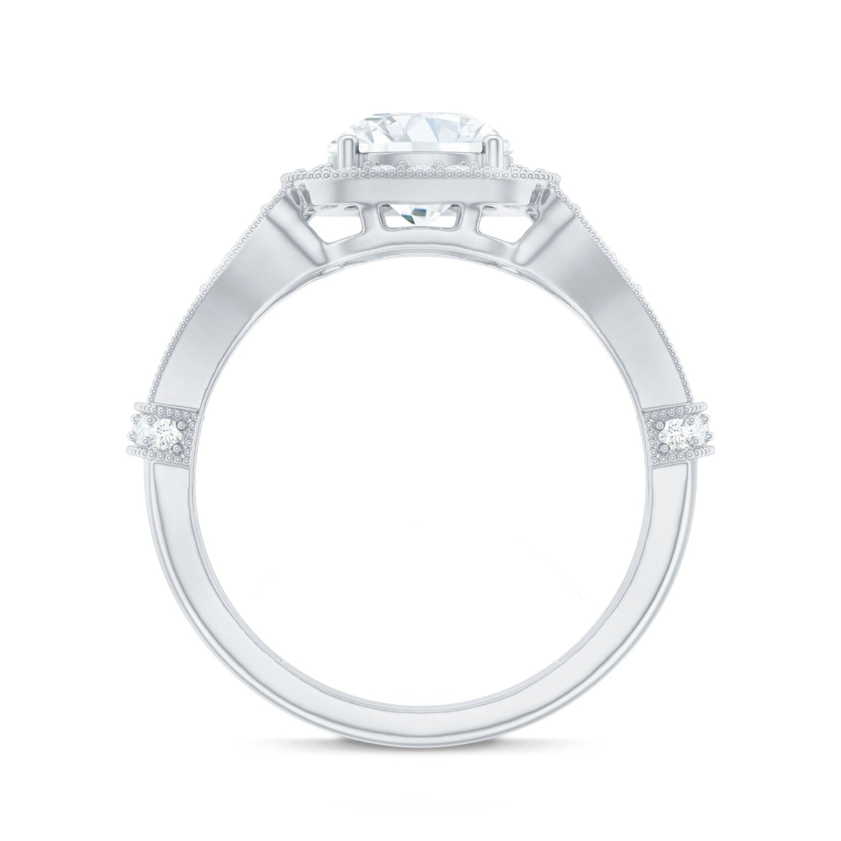 Certified 7 MM Lab Grown Diamond Vintage Style Engagement Ring