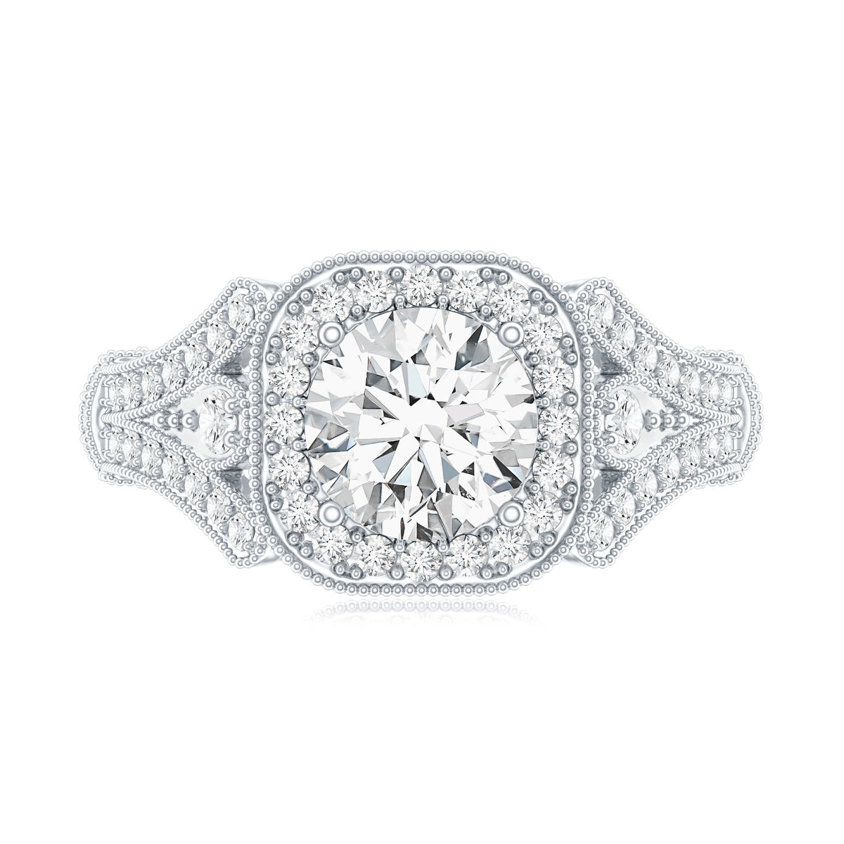 Certified 7 MM Lab Grown Diamond Vintage Style Engagement Ring