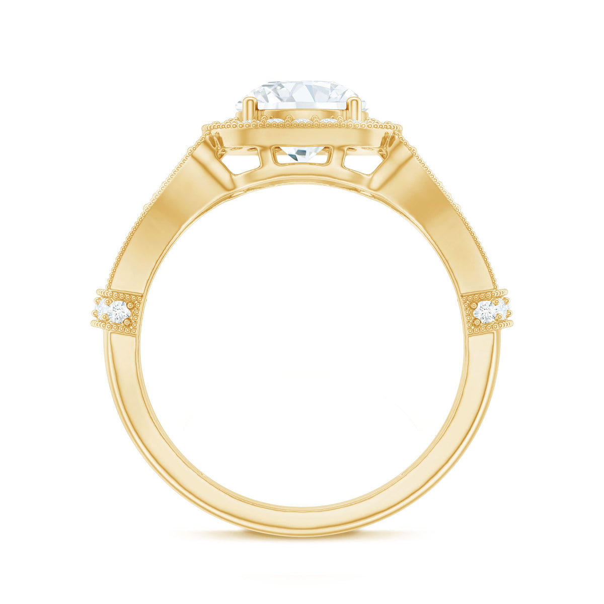 Certified 7 MM Lab Grown Diamond Vintage Style Engagement Ring