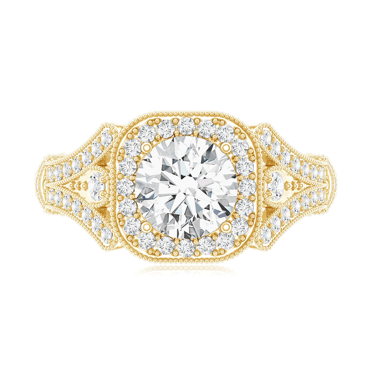 Certified 7 MM Lab Grown Diamond Vintage Style Engagement Ring