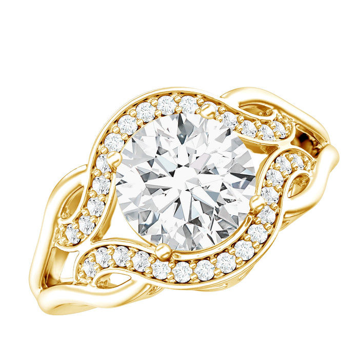 Lab grown diamond art deco engagement ring with 2 carats, featuring intricate geometric design and sparkling stones in a Rosec Jewels ring.