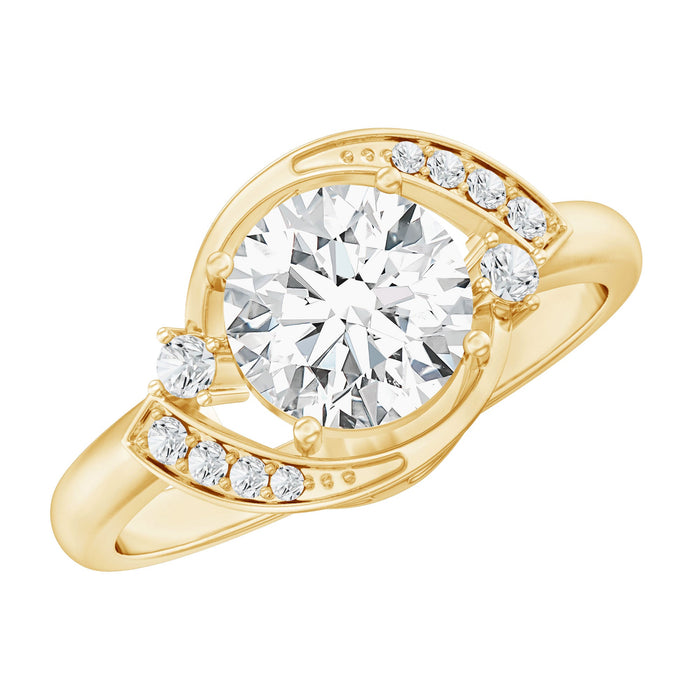 Two-carat lab-grown diamond bypass engagement ring by Rosec Jewels featuring sparkling diamonds and a sleek, elegant design.
