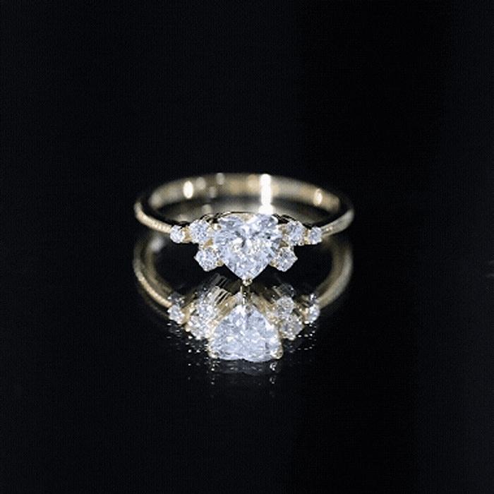 Yellow gold lab grown diamond heart-shaped engagement ring featuring a 0.75 carat center stone, from Rosec Jewels.