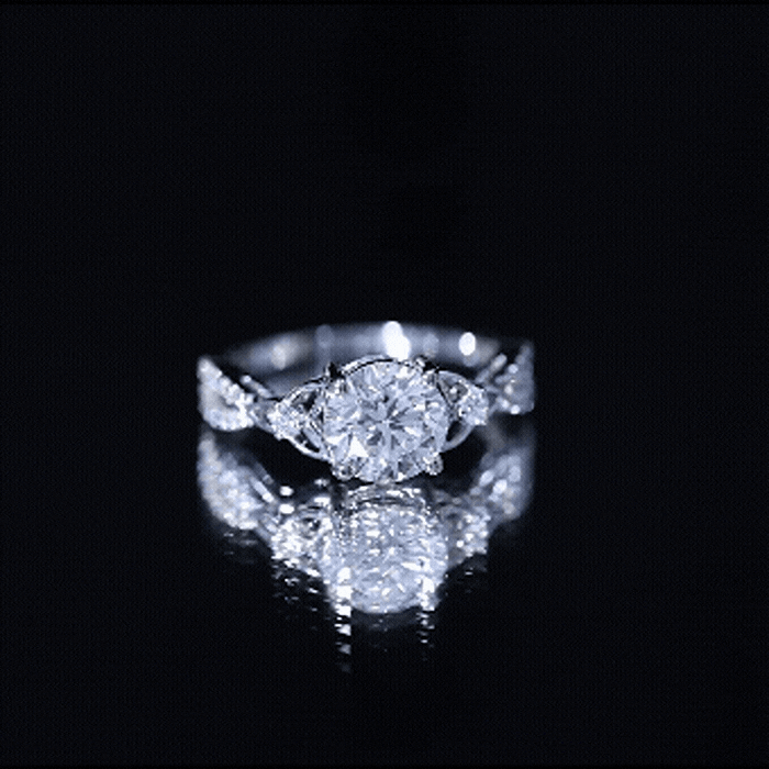 Yellow gold 2 carat lab-grown diamond twisted vine engagement ring by Rosec Jewels, showcasing intricate vine design and sparkling diamonds.