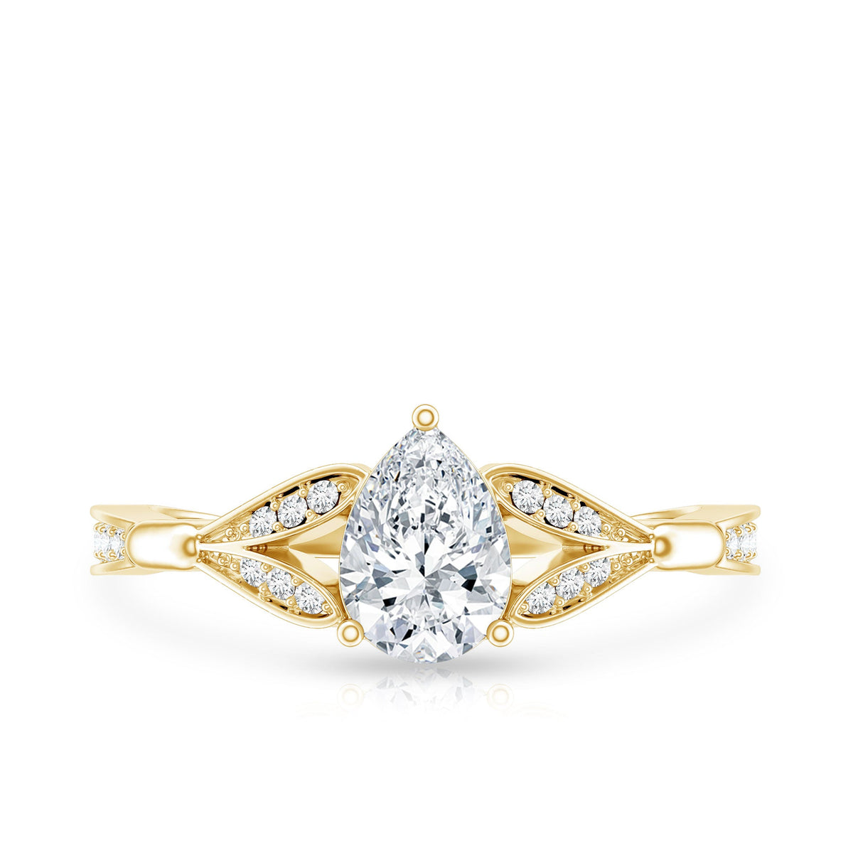 Lab Grown Diamond Teardrop Split Shank Engagement Ring
