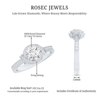 1 Carat Lab Grown Diamond Designer Halo Engagement Ring