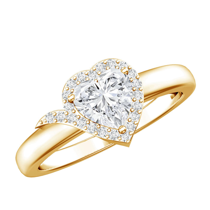 Certified heart-shaped lab-grown diamond engagement ring by Rosec Jewels featuring a sparkling diamond setting and elegant band design.
