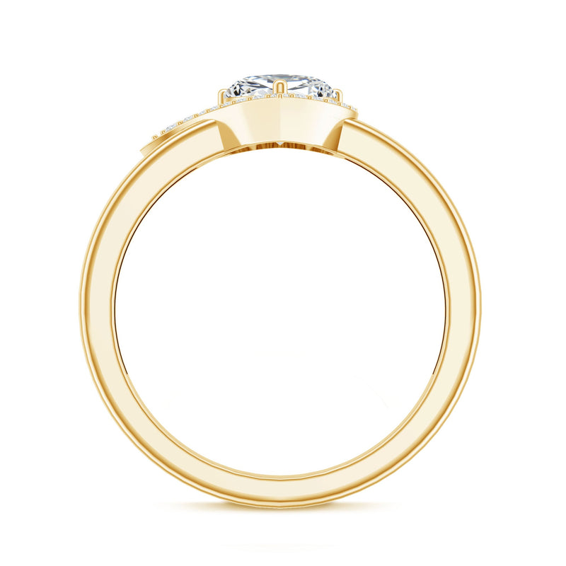Heart-shaped lab-grown diamond engagement ring from Rosec Jewels, featuring a sparkling central diamond on a sleek band.