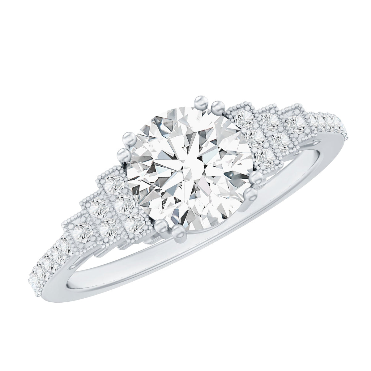 8 MM Lab Grown Diamond Retro Engagement Ring