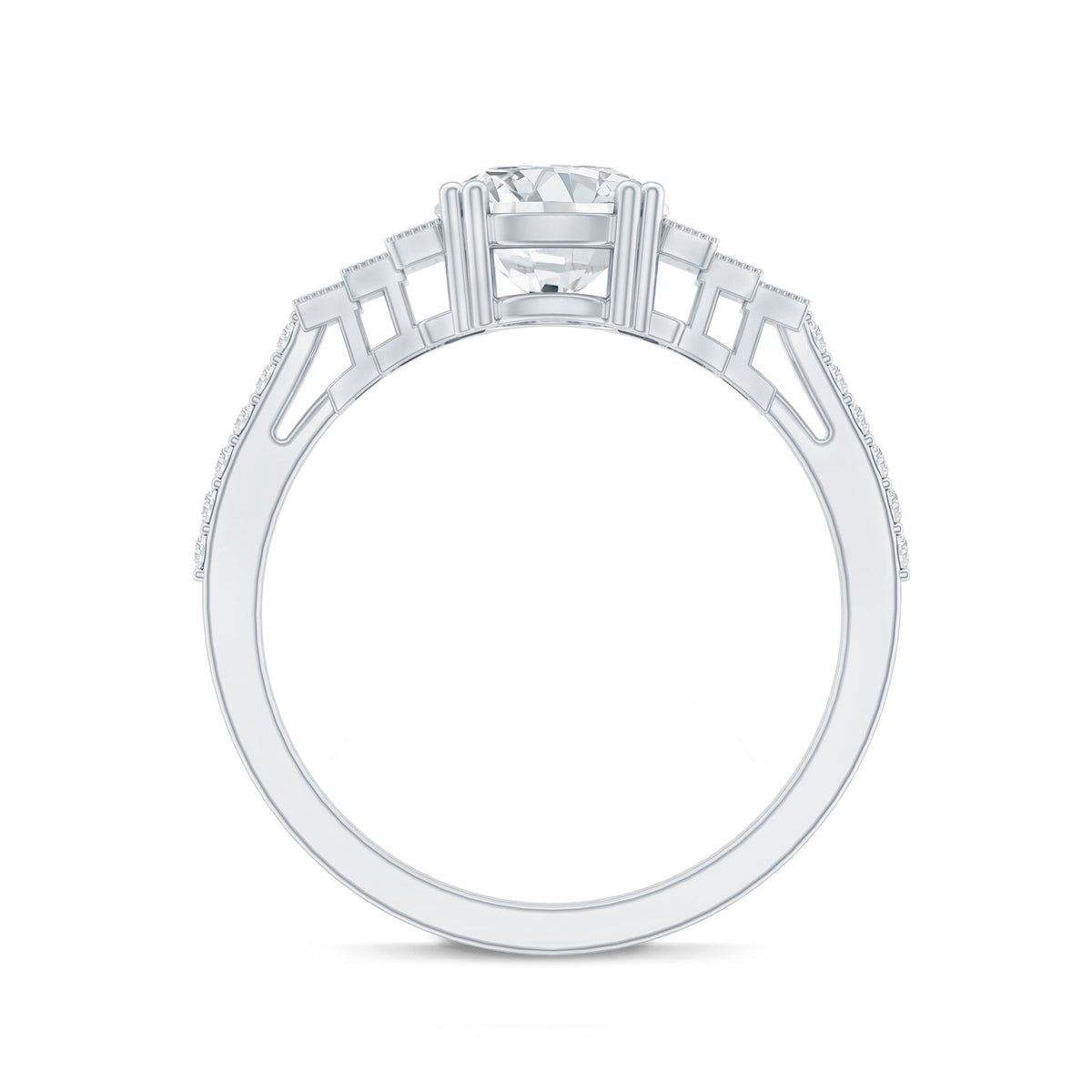 8 MM Lab Grown Diamond Retro Engagement Ring