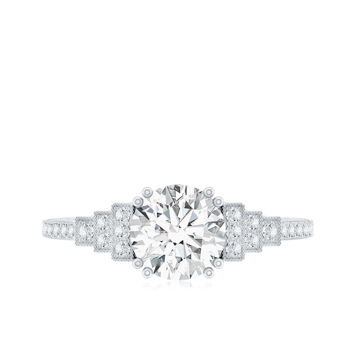 8 MM Lab Grown Diamond Retro Engagement Ring
