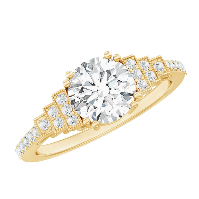 8 mm lab-grown diamond retro engagement ring by Rosec Jewels featuring a vintage-inspired design with a central sparkling diamond.