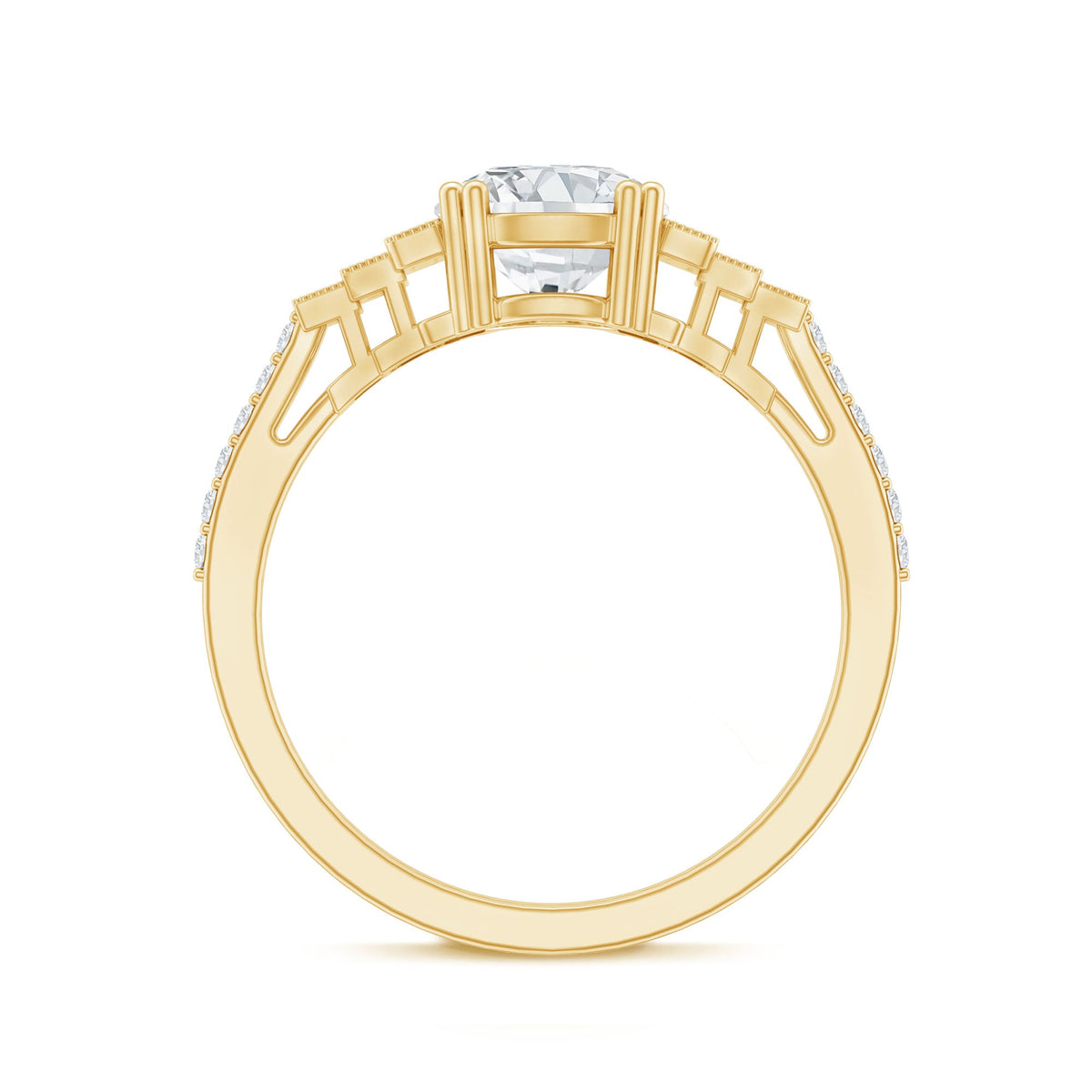 8 MM Lab Grown Diamond Retro Engagement Ring