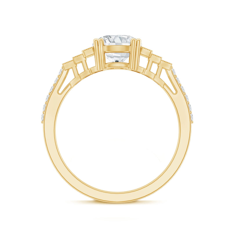 8 mm lab grown diamond retro engagement ring by Rosec Jewels featuring a sparkling diamond and vintage-inspired design.