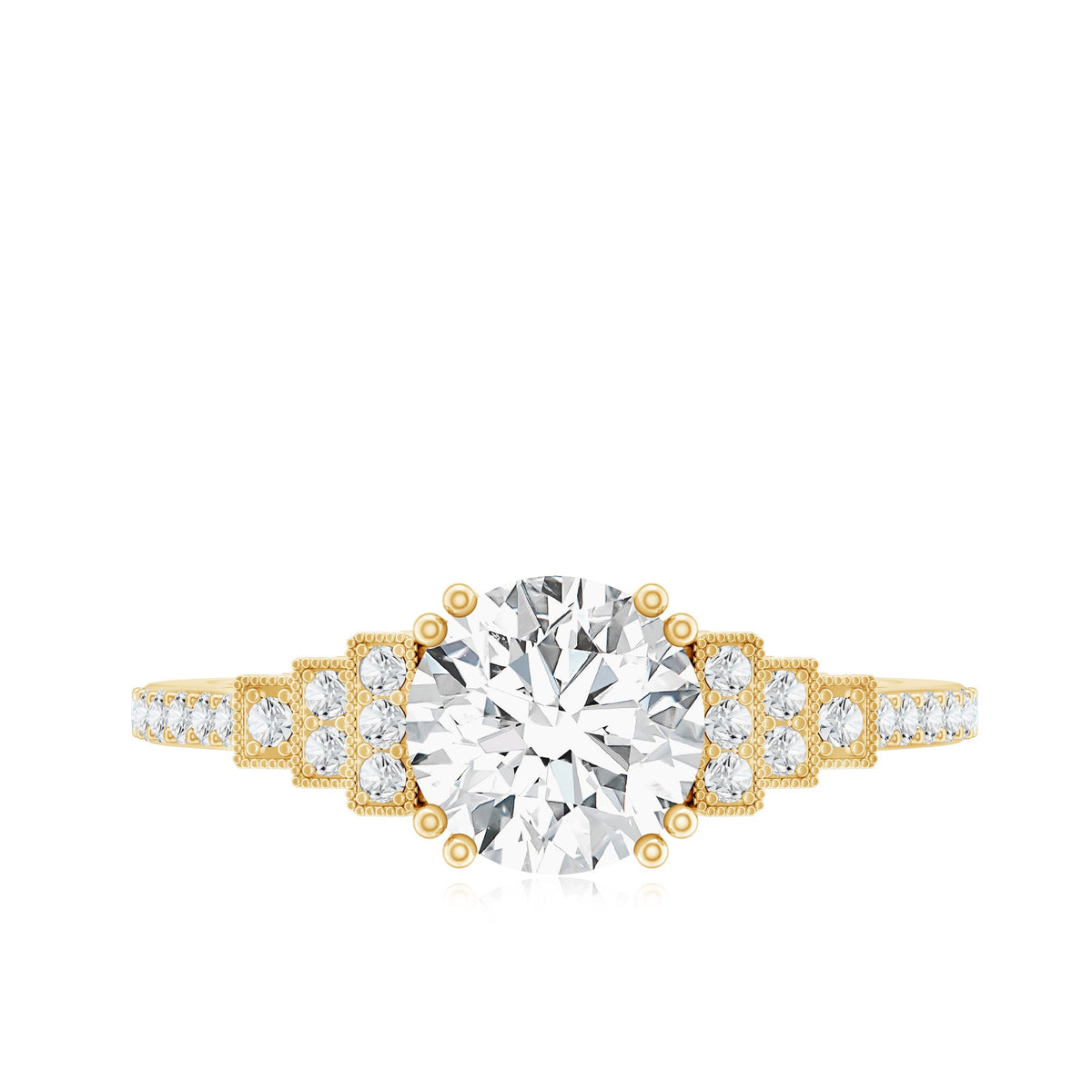 8 MM Lab Grown Diamond Retro Engagement Ring