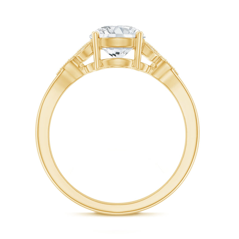 Round lab-grown diamond vine engagement ring by Rosec Jewels featuring 8mm central diamond and intricate vine design.