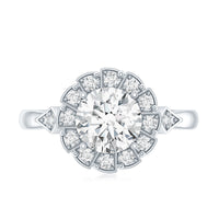Certified 8 MM Lab Grown Diamond Flower Halo Engagement Ring