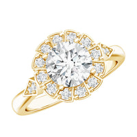 Certified 8 MM Lab Grown Diamond Flower Halo Engagement Ring