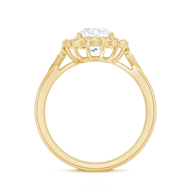 Certified 8mm lab-grown diamond flower halo engagement ring from Rosec Jewels, featuring a stunning floral design and sparkling center diamond.