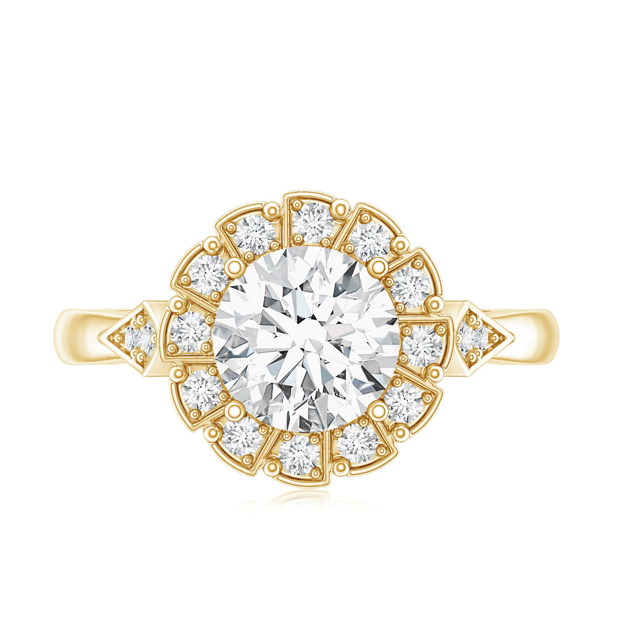 Certified 8 MM Lab Grown Diamond Flower Halo Engagement Ring