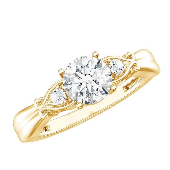 Certified 6mm lab-grown diamond engagement ring with 4-prong setting by Rosec Jewels, showcasing a sparkling center stone and elegant band.