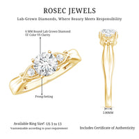Certified 6 MM Lab Grown Diamond 4 Prong Engagement Ring