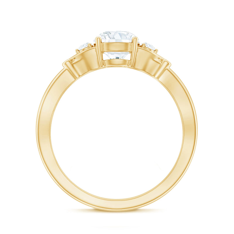 Lab grown 6mm diamond engagement ring with four prongs from Rosec Jewels, showcasing the elegant ring setting and sparkling stone.