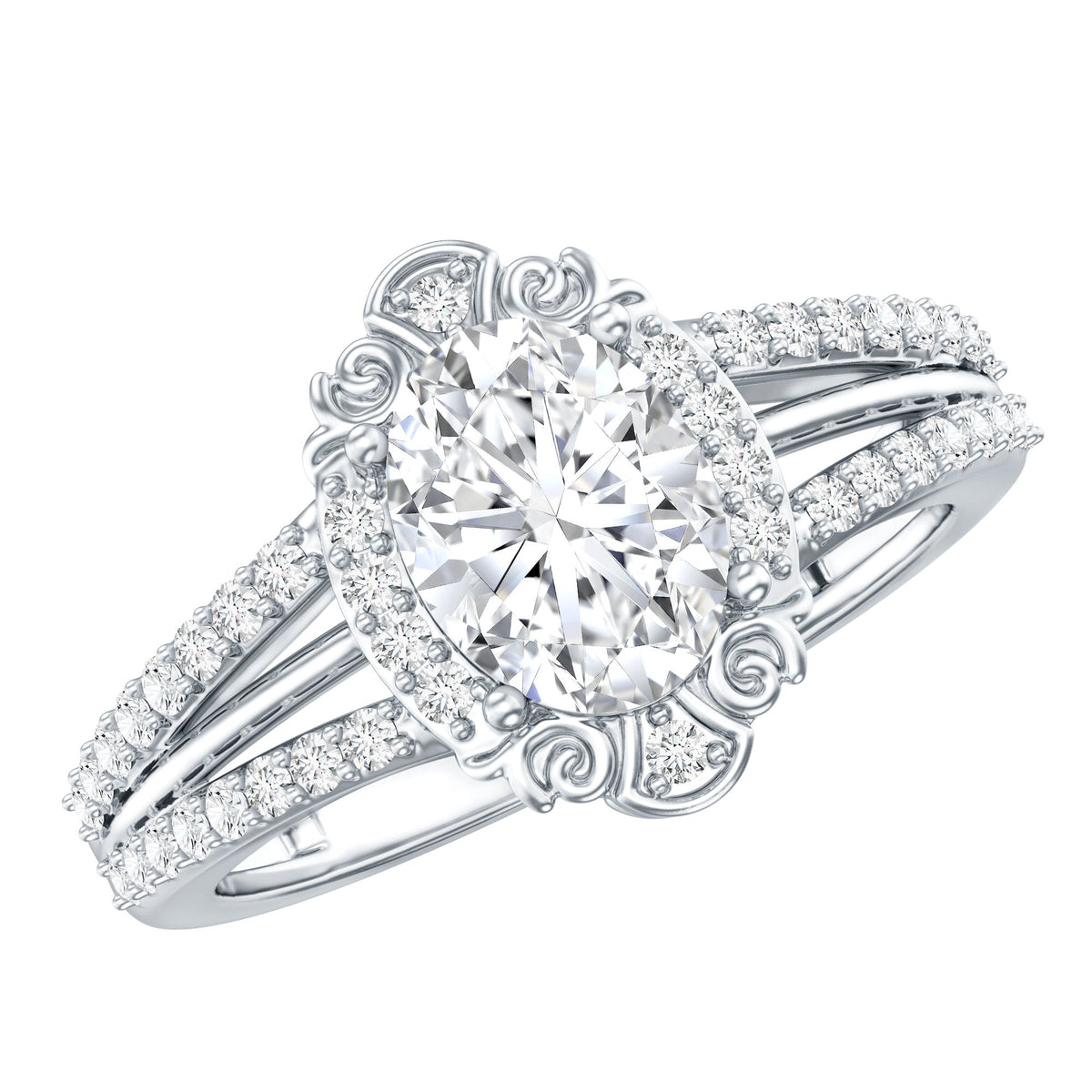 6X8 MM Oval Lab Grown Diamond Vintage Engagement Ring For Women