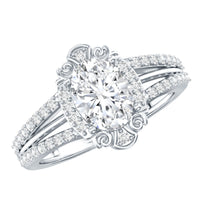 6X8 MM Oval Lab Grown Diamond Vintage Engagement Ring For Women