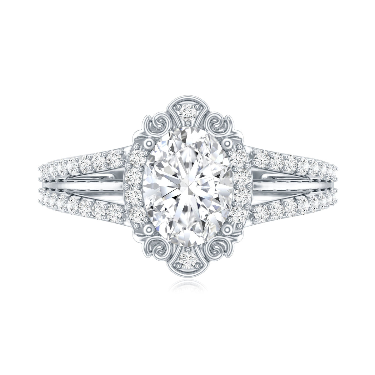 6X8 MM Oval Lab Grown Diamond Vintage Engagement Ring For Women