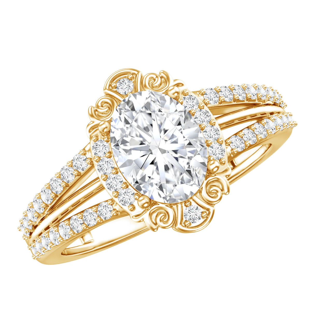 6X8 MM Oval Lab Grown Diamond Vintage Engagement Ring For Women