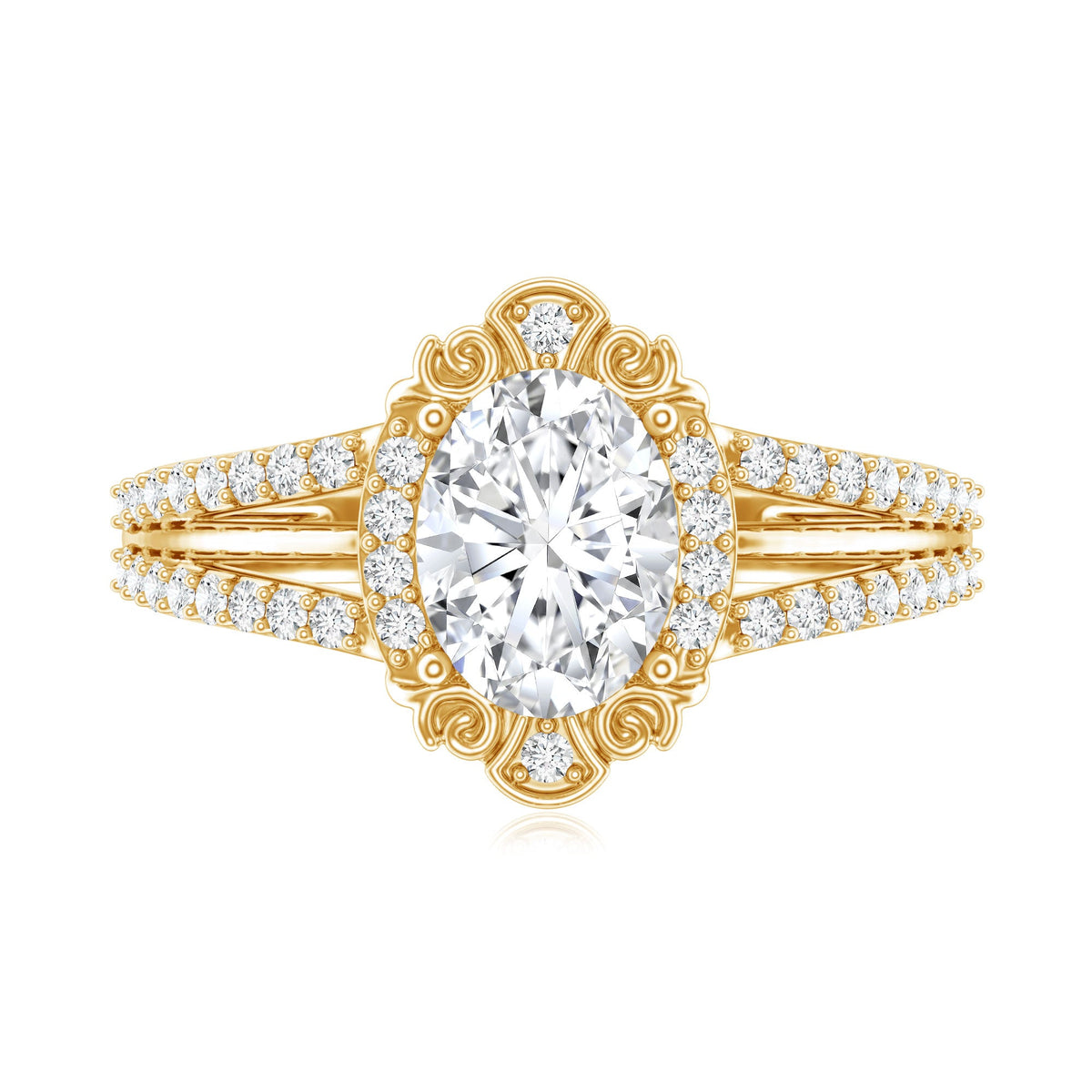 6X8 MM Oval Lab Grown Diamond Vintage Engagement Ring For Women