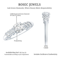 6 MM Lab Grown Diamond Designer Engagement Ring With Side Stones