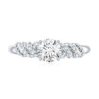 6 MM Lab Grown Diamond Designer Engagement Ring With Side Stones