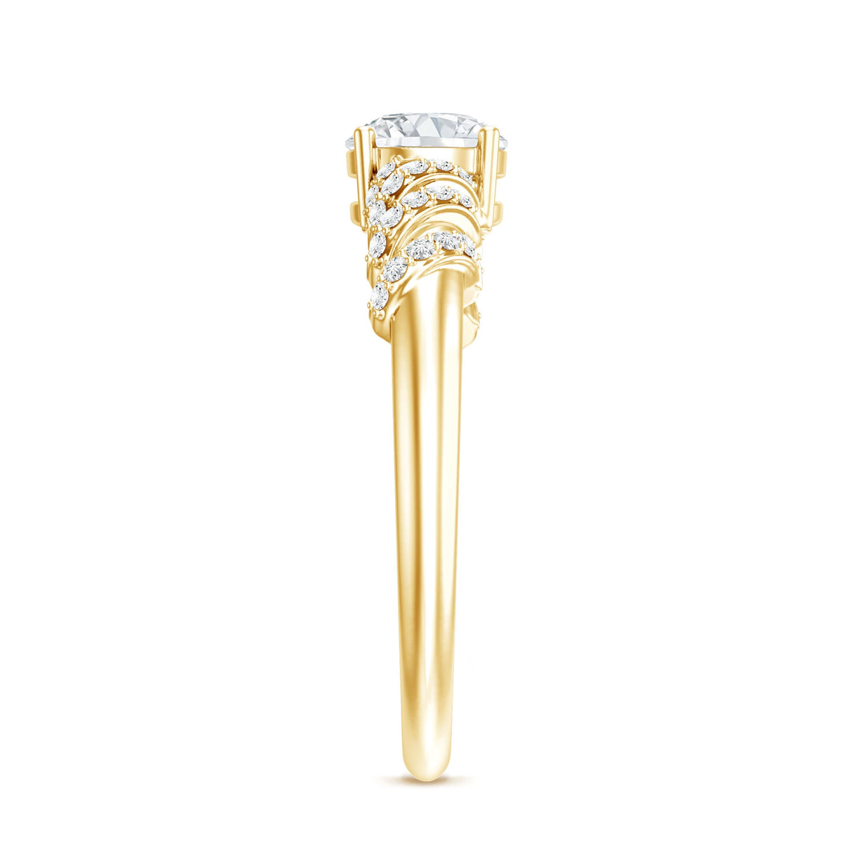 6 MM Lab Grown Diamond Designer Engagement Ring With Side Stones