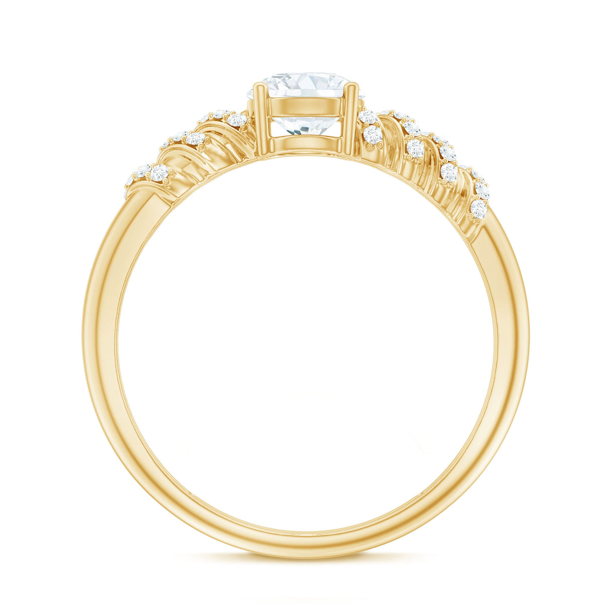 6 MM Lab Grown Diamond Designer Engagement Ring With Side Stones
