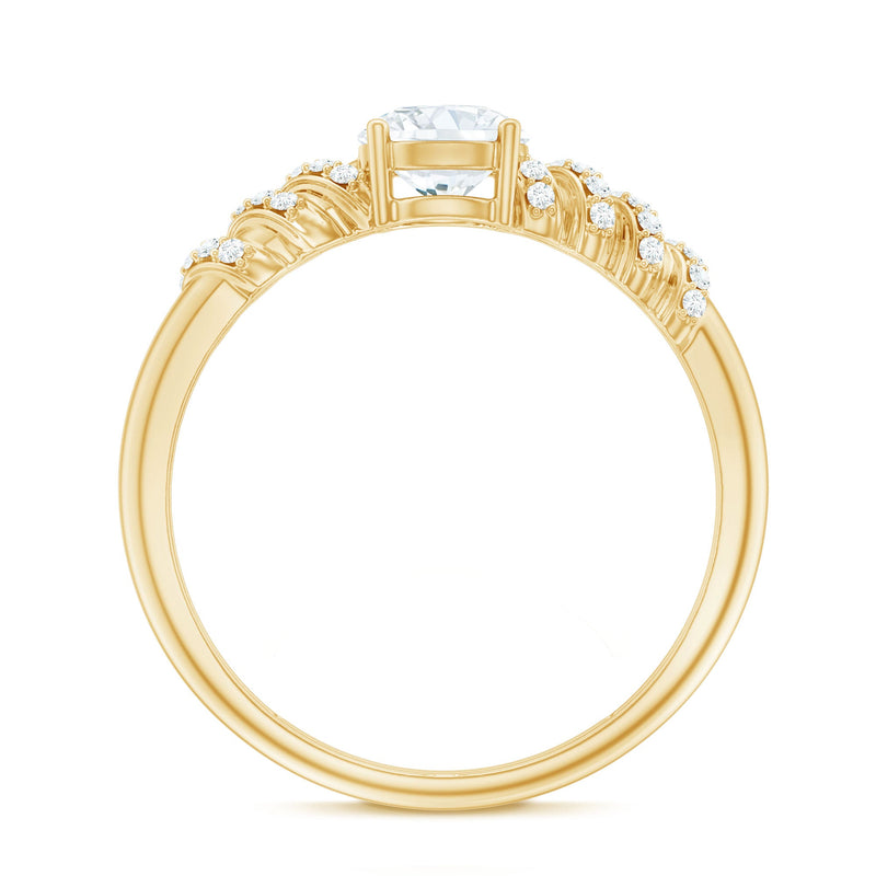 Rosec Jewels lab-grown diamond engagement ring with 6mm main stone and side stones, showcasing intricate designer ring details.