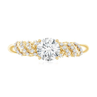 6 MM Lab Grown Diamond Designer Engagement Ring With Side Stones
