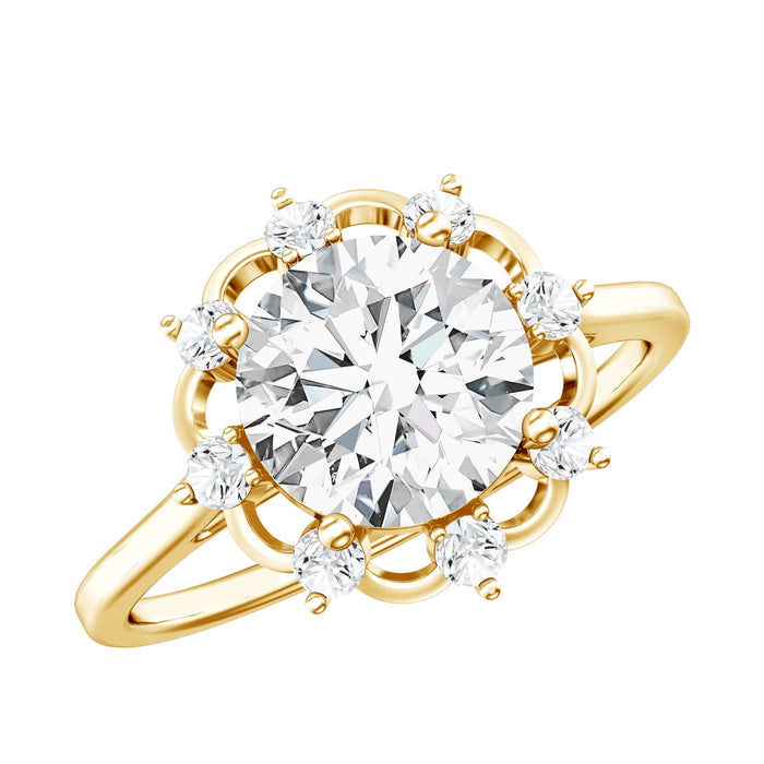 Rosec Jewels 8mm lab-grown diamond statement engagement ring with a sleek band and sparkling center diamond.