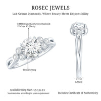 2 Carat Solitaire Lab Diamond Engagement Ring With Diamond Trio