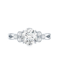 2 Carat Solitaire Lab Diamond Engagement Ring With Diamond Trio