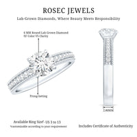 Certified 6 MM Lab Grown Diamond Engagement Ring with Side Stones