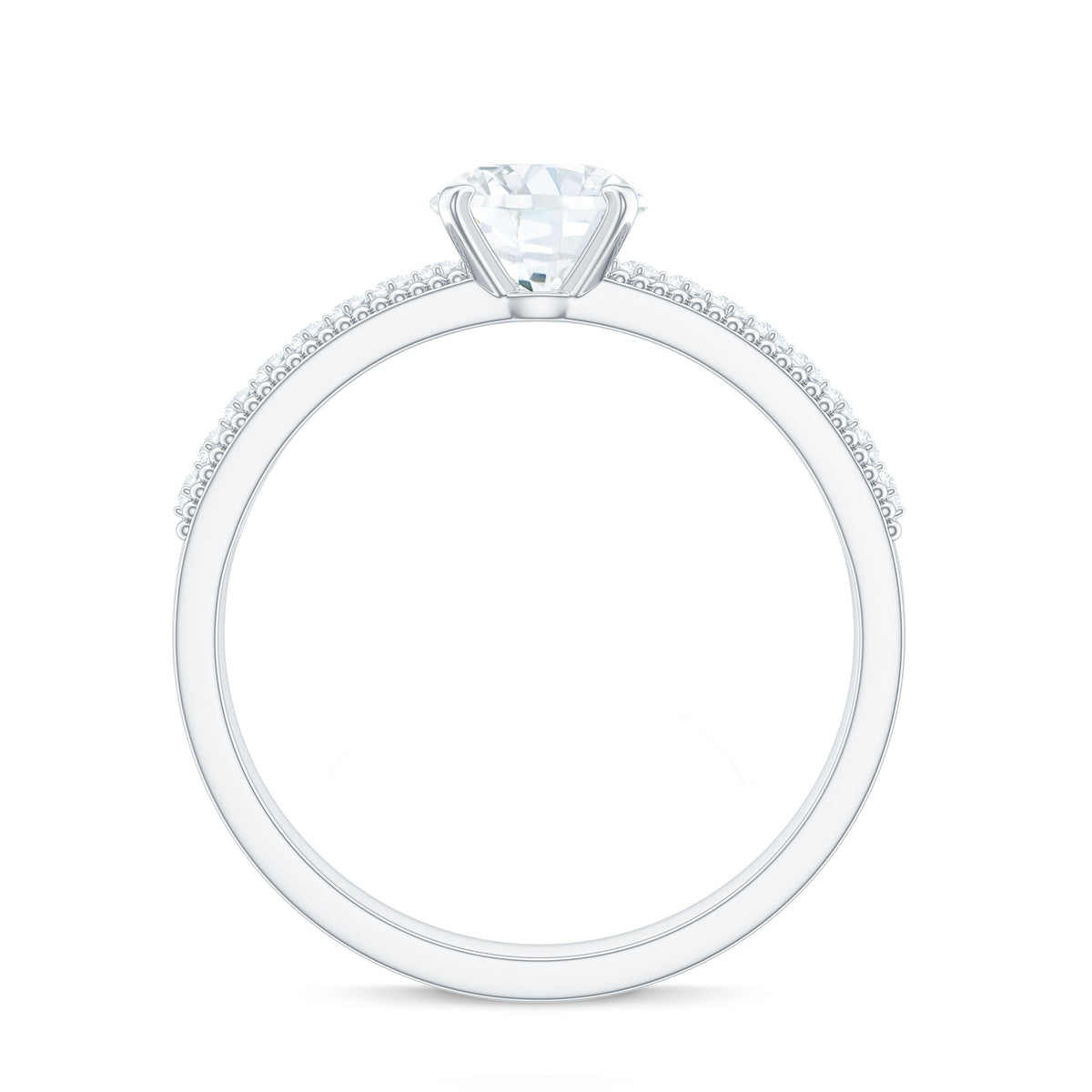 Certified 6 MM Lab Grown Diamond Engagement Ring with Side Stones