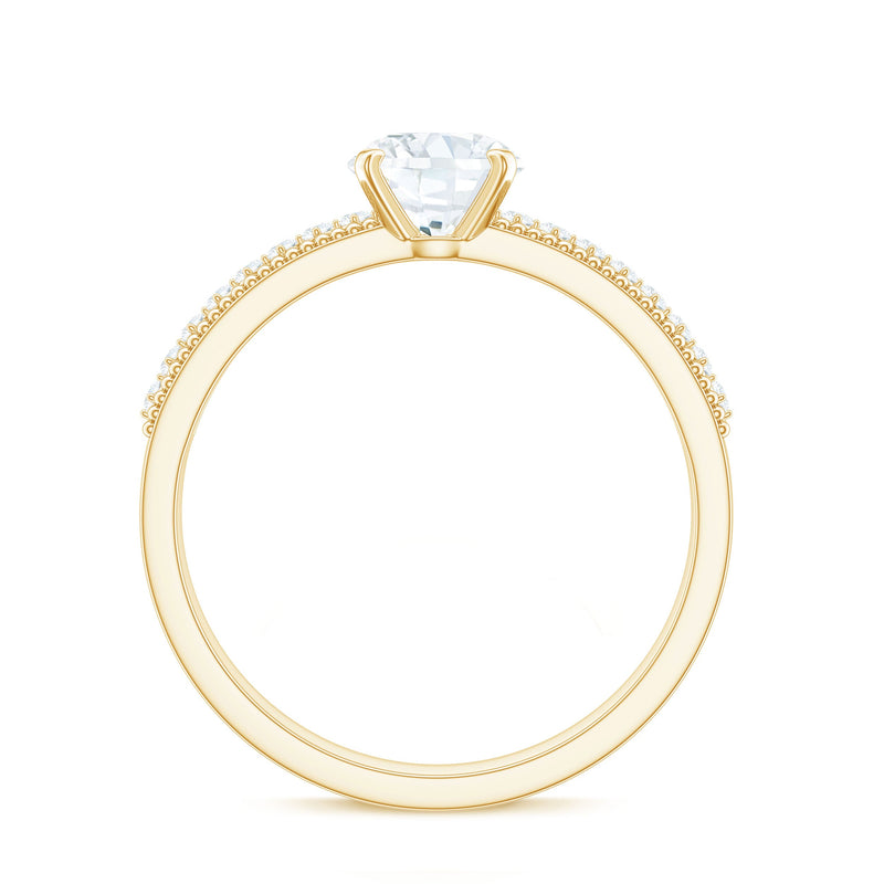 Rosec Jewels certified 6 mm lab-grown diamond engagement ring with side stones, showcasing a sparkling central diamond and side accents.