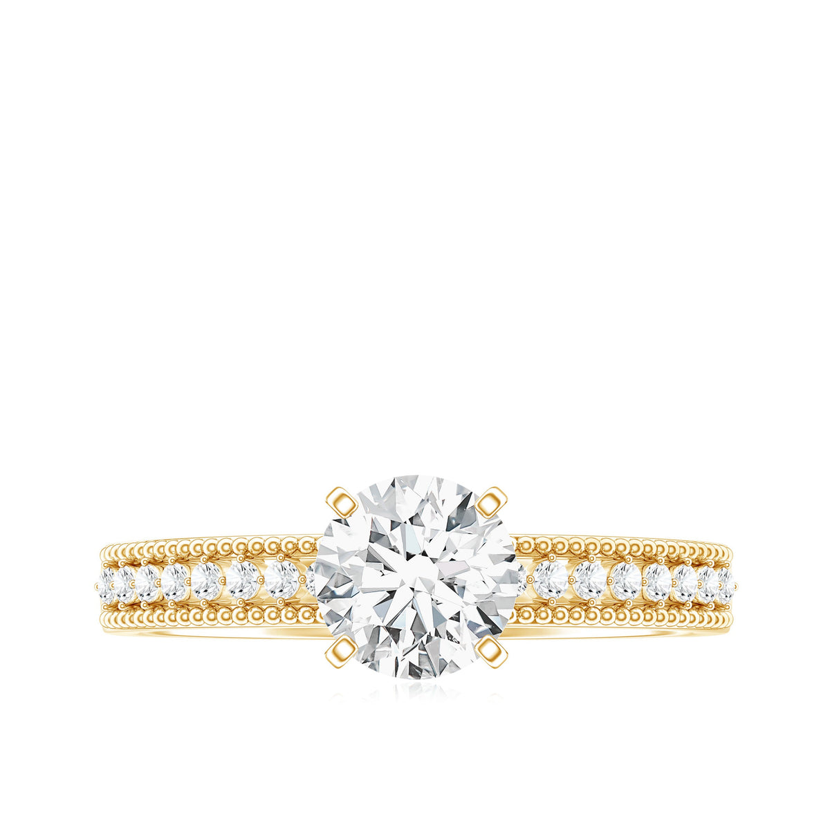 Certified 6 MM Lab Grown Diamond Engagement Ring with Side Stones