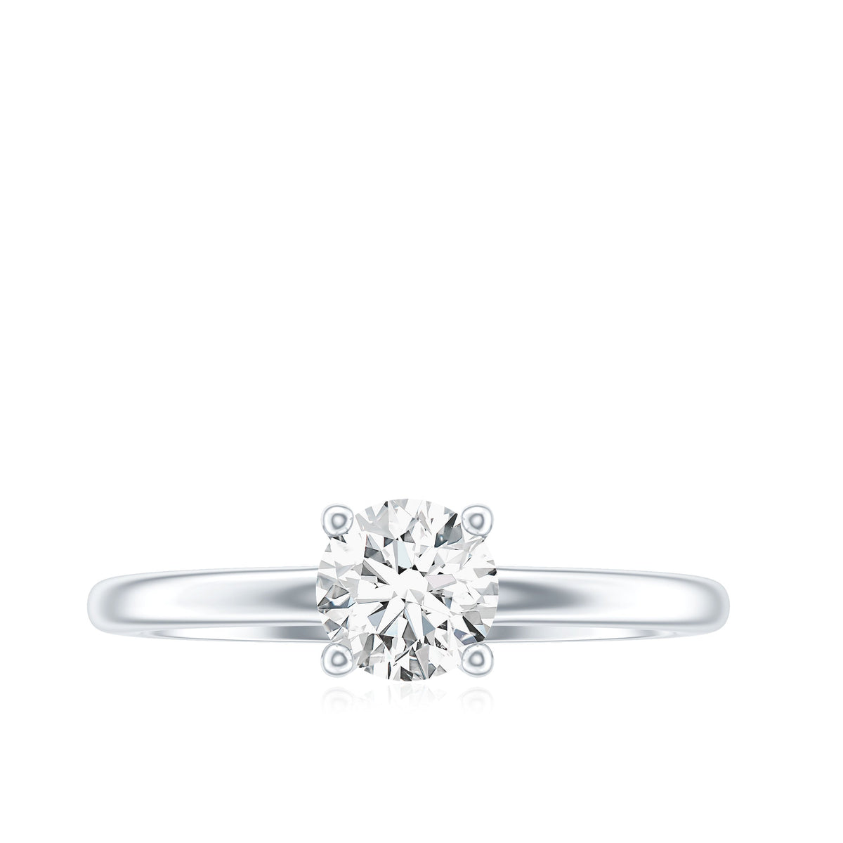 Certified Lab Grown Diamond 6 MM Round Cut Engagement Ring