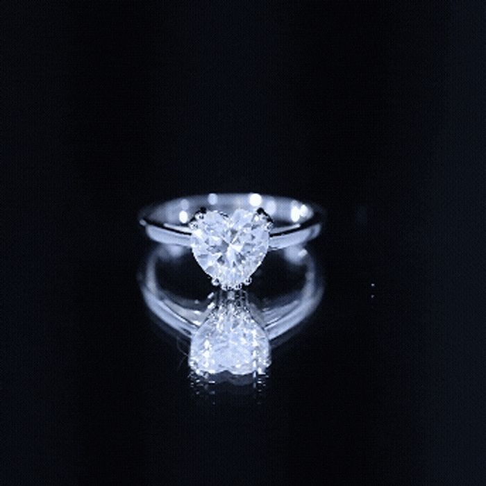 Yellow gold certified lab-grown diamond heart engagement ring with an 8mm stone and double prong setting by Rosec Jewels.